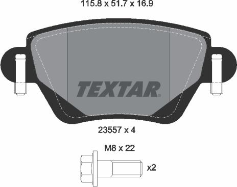 Textar 2355702 - Bremžu uzliku kompl., Disku bremzes www.autospares.lv