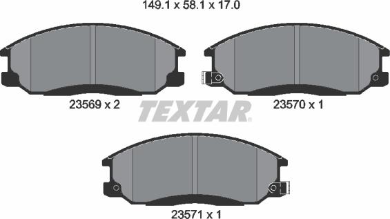 Textar 2356901 - Bremžu uzliku kompl., Disku bremzes www.autospares.lv