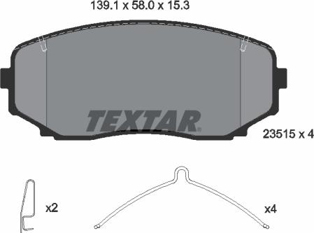 Textar 2351505 - Тормозные колодки, дисковые, комплект www.autospares.lv