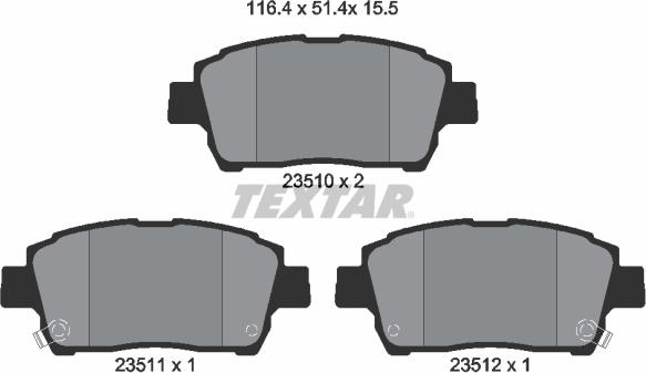 Textar 2351002 - Brake Pad Set, disc brake www.autospares.lv