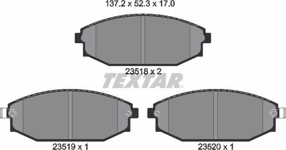 Textar 2351801 - Brake Pad Set, disc brake www.autospares.lv