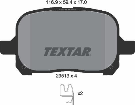 Textar 2351302 - Bremžu uzliku kompl., Disku bremzes www.autospares.lv