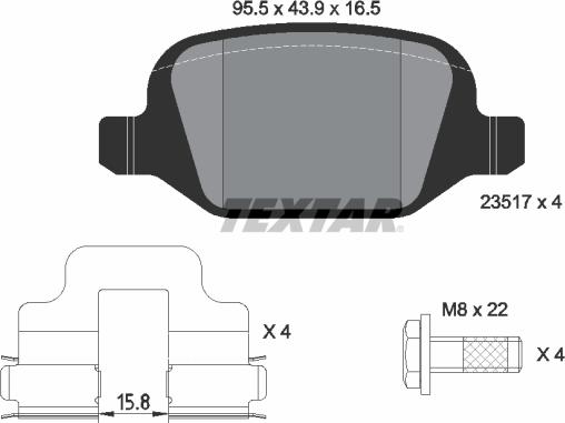 Textar 2351703 - Bremžu uzliku kompl., Disku bremzes www.autospares.lv