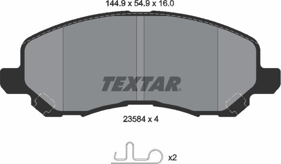 Textar 2358401 - Тормозные колодки, дисковые, комплект www.autospares.lv