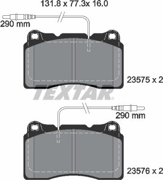 Textar 2357501 - Brake Pad Set, disc brake www.autospares.lv