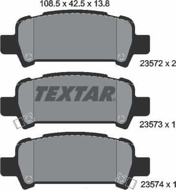 Textar 2357202 - Bremžu uzliku kompl., Disku bremzes www.autospares.lv