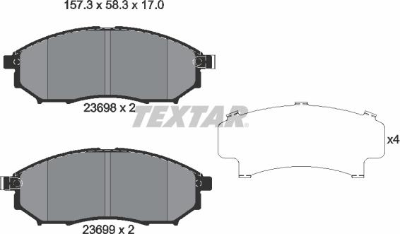 Textar 2369803 - Bremžu uzliku kompl., Disku bremzes www.autospares.lv