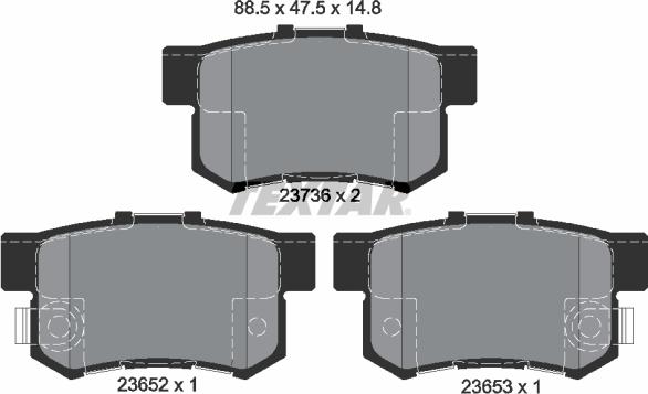 Textar 2365201 - Brake Pad Set, disc brake www.autospares.lv