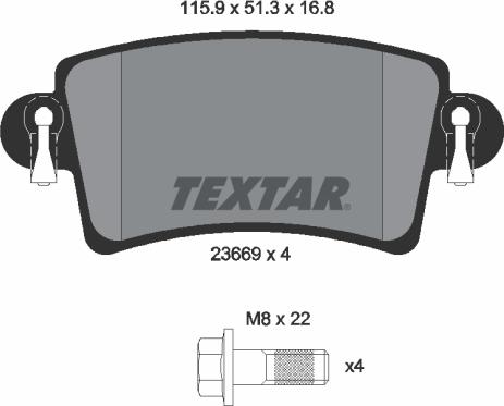 Textar 2366901 - Тормозные колодки, дисковые, комплект www.autospares.lv