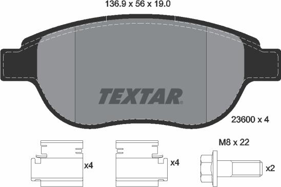 Textar 2360001 - Bremžu uzliku kompl., Disku bremzes www.autospares.lv