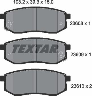 Textar 2360801 - Brake Pad Set, disc brake www.autospares.lv