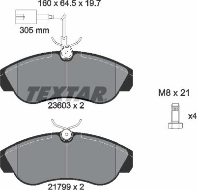 Textar 2360301 - Bremžu uzliku kompl., Disku bremzes www.autospares.lv