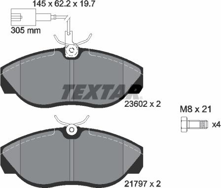 Textar 2360201 - Bremžu uzliku kompl., Disku bremzes www.autospares.lv