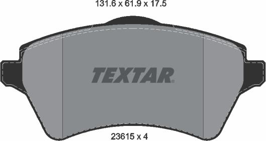 Textar 2361501 - Bremžu uzliku kompl., Disku bremzes www.autospares.lv