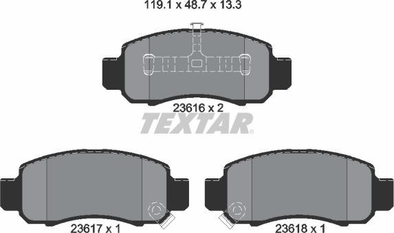 Textar 2361601 - Bremžu uzliku kompl., Disku bremzes autospares.lv