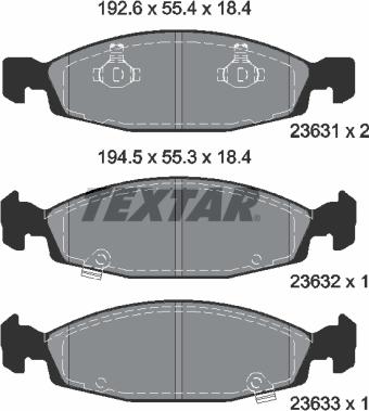 Textar 2363101 - Bremžu uzliku kompl., Disku bremzes www.autospares.lv