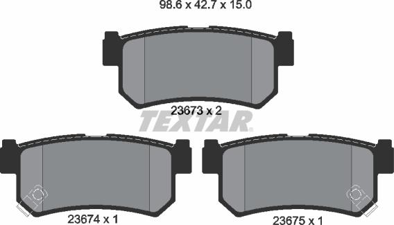 Textar 2367301 - Brake Pad Set, disc brake www.autospares.lv