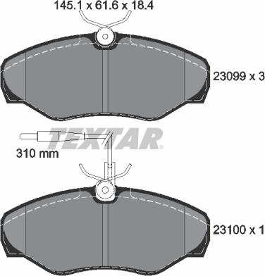 Textar 2309903 - Bremžu uzliku kompl., Disku bremzes autospares.lv