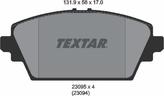 Textar 2309501 - Bremžu uzliku kompl., Disku bremzes www.autospares.lv