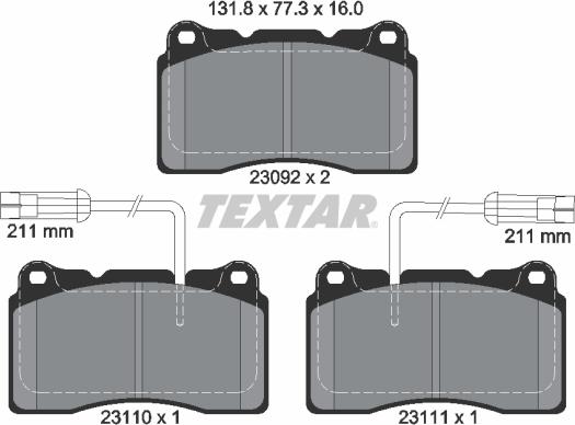 Textar 2309201 - Bremžu uzliku kompl., Disku bremzes www.autospares.lv