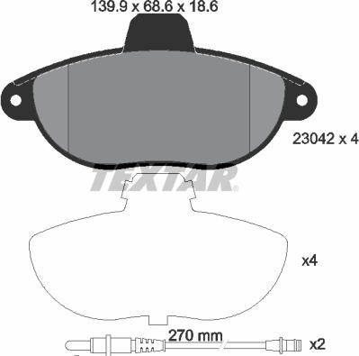 Textar 2304201 - Brake Pad Set, disc brake www.autospares.lv