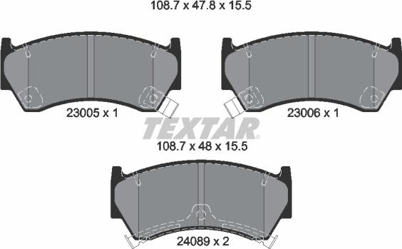 Textar 2300501 - Тормозные колодки, дисковые, комплект www.autospares.lv