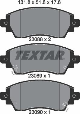 Textar 2308801 - Тормозные колодки, дисковые, комплект www.autospares.lv