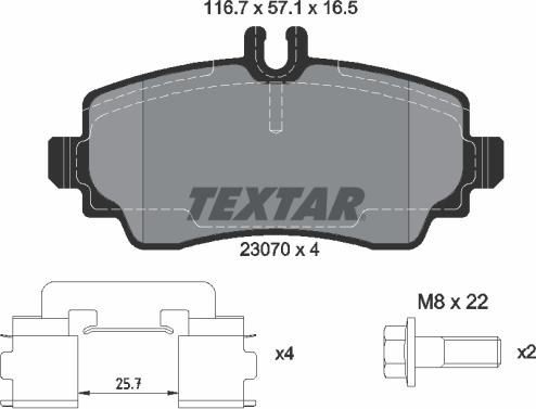 Textar 2307004 - Bremžu uzliku kompl., Disku bremzes autospares.lv