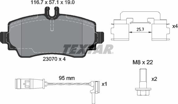 Textar 2307005 - Тормозные колодки, дисковые, комплект www.autospares.lv