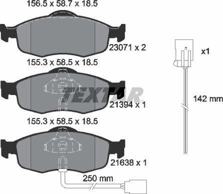 Textar 2307104 - Bremžu uzliku kompl., Disku bremzes autospares.lv