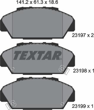 Textar 2319701 - Тормозные колодки, дисковые, комплект www.autospares.lv