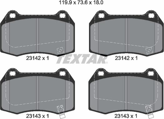 Textar 2314204 - Bremžu uzliku kompl., Disku bremzes www.autospares.lv