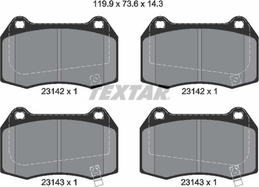 Textar 2314201 - Bremžu uzliku kompl., Disku bremzes www.autospares.lv