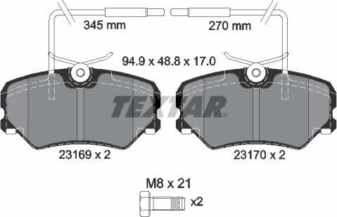 Textar 2316901 - Bremžu uzliku kompl., Disku bremzes autospares.lv