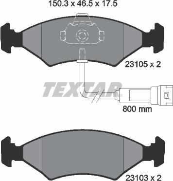 Textar 2310501 - Bremžu uzliku kompl., Disku bremzes www.autospares.lv