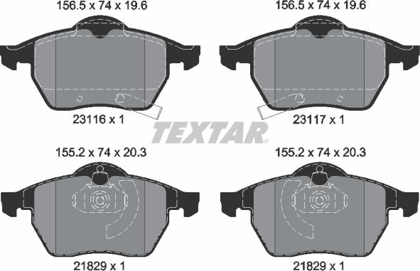 Textar 2311602 - Brake Pad Set, disc brake www.autospares.lv