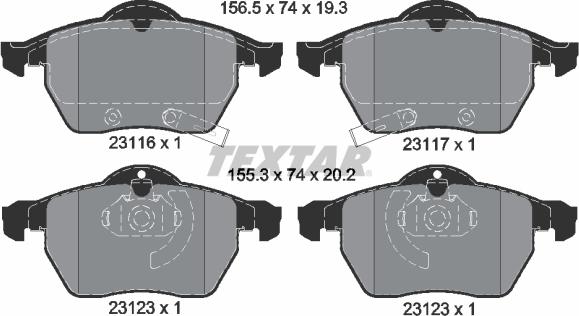 Textar 2311701 - Тормозные колодки, дисковые, комплект www.autospares.lv