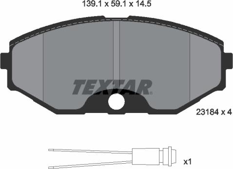 Textar 2318402 - Тормозные колодки, дисковые, комплект www.autospares.lv