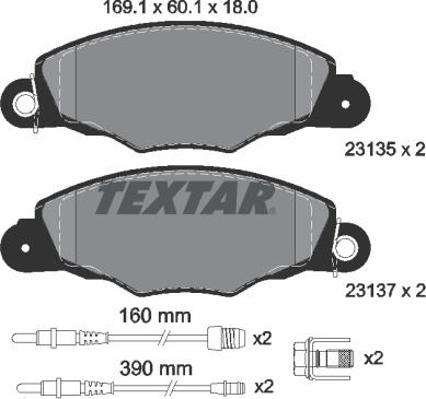 Textar 2313503 - Тормозные колодки, дисковые, комплект www.autospares.lv