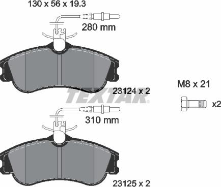 Textar 2312401 - Bremžu uzliku kompl., Disku bremzes www.autospares.lv