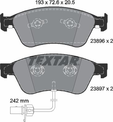 Textar 2389601 - Тормозные колодки, дисковые, комплект www.autospares.lv