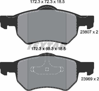 Textar 2380701 - Brake Pad Set, disc brake www.autospares.lv