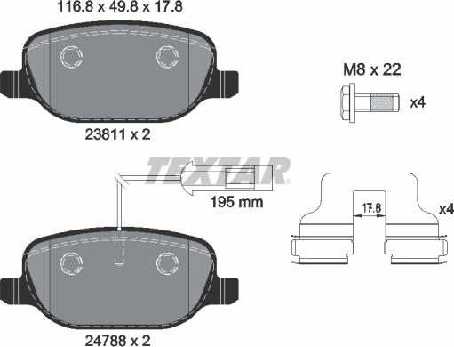 Textar 2381101 - Bremžu uzliku kompl., Disku bremzes www.autospares.lv