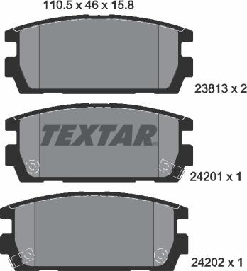 Textar 2381301 - Bremžu uzliku kompl., Disku bremzes autospares.lv