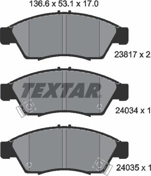 Textar 2381701 - Тормозные колодки, дисковые, комплект www.autospares.lv