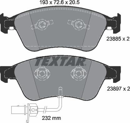 Textar 2388501 - Bremžu uzliku kompl., Disku bremzes www.autospares.lv