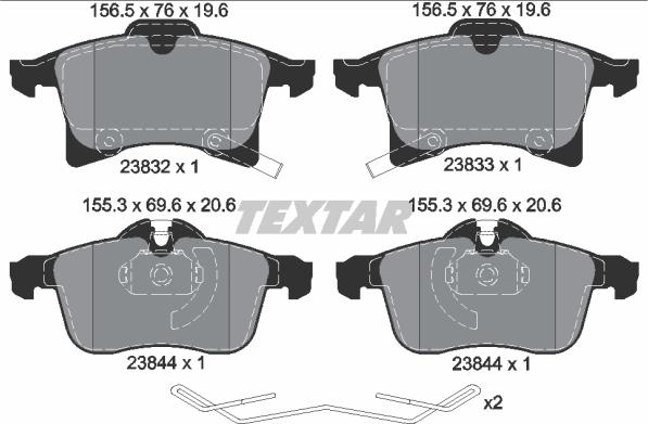 Textar 2383204 - Bremžu uzliku kompl., Disku bremzes www.autospares.lv