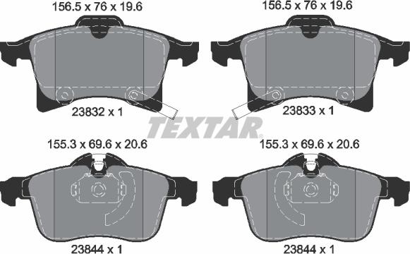 Textar 2383281 - Тормозные колодки, дисковые, комплект www.autospares.lv