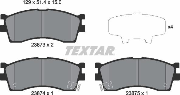 Textar 2387301 - Тормозные колодки, дисковые, комплект www.autospares.lv