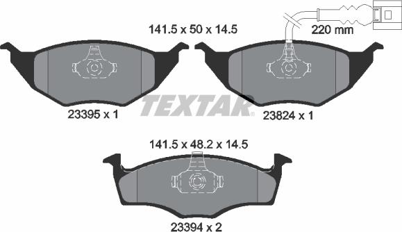 Textar 2339502 - Bremžu uzliku kompl., Disku bremzes www.autospares.lv